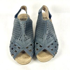 Earth Casual Pisa Galli Women's Size 7 M Adjustable Wedge Lake Blue Sandals